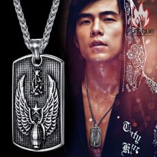 画像9: Antique Jewelry 翼の付いた男性用ドッグタグネックレス、恋人用のプレゼントとしてもおすすめ、刻印可能 (9)