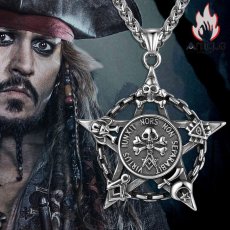 画像13: Antique Jewelry タングステンスチール ヴィンテージ舵輪ネックレス 男女兼用 ペンタグラムペンダント 学生向け贈り物 (13)