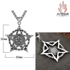 画像14: Antique Jewelry タングステンスチール ヴィンテージ舵輪ネックレス 男女兼用 ペンタグラムペンダント 学生向け贈り物 (14)