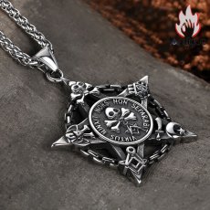画像2: Antique Jewelry タングステンスチール ヴィンテージ舵輪ネックレス 男女兼用 ペンタグラムペンダント 学生向け贈り物 (2)