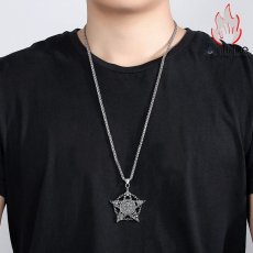 画像6: Antique Jewelry タングステンスチール ヴィンテージ舵輪ネックレス 男女兼用 ペンタグラムペンダント 学生向け贈り物 (6)