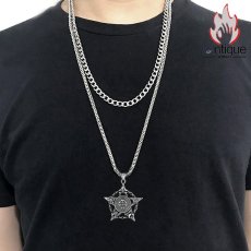 画像7: Antique Jewelry タングステンスチール ヴィンテージ舵輪ネックレス 男女兼用 ペンタグラムペンダント 学生向け贈り物 (7)