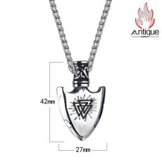 画像11: Antique Jewelry メ盾牌ネックレス チタン鋼 ヴァイキング コンパス 逆三角形ペンダント レトロ 学生向けアクセサリー (11)
