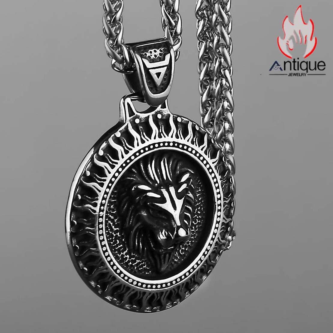 🔥 パンクスタイル ライオンヘッド チタン鋼ペンダント ネックレス