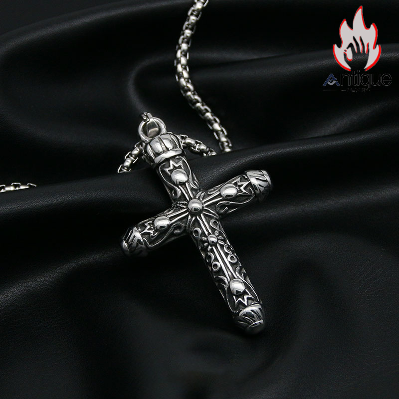 Antique Jewelry レトロ 十字架 ネックレス メンズ ファッション 個性的なネックレス パンク チタン鋼 ヒップホップ ペンダント  アクセサリー