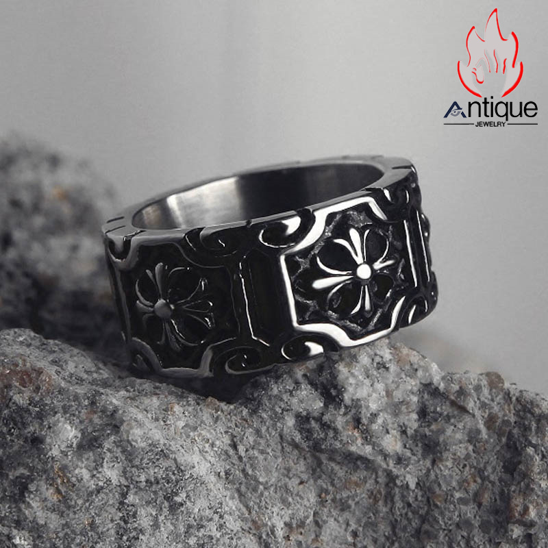 Antique Jewelry レトロな食指用十字架リング 男性用の個性的な朋克風扳指タイのアクセサリーです Antique Jewelry