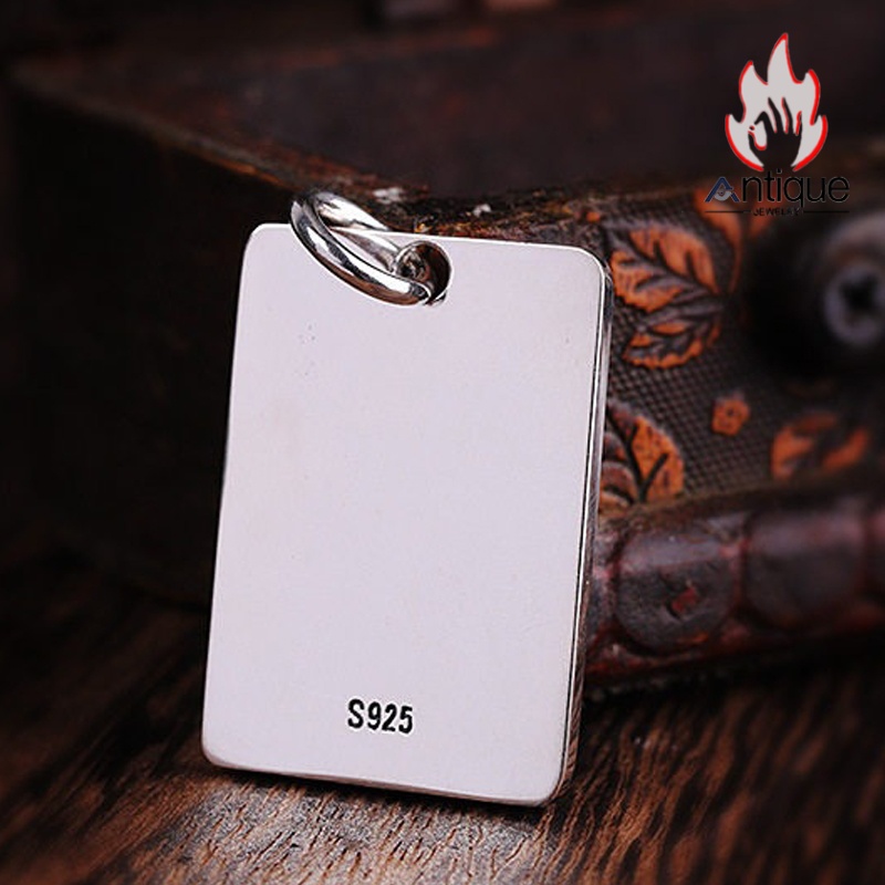 画像7: Antique Jewelry S925 シルバー 精巧な金剛杵デザインペンダント 光沢降魔杵プレート メンズネックレス シンプルヴィンテージ (7)