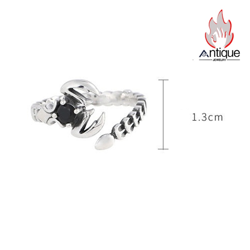 画像10: Antique Jewelry S925 シルバー シンプルなさそりデザイン 蠍座オープンリング オニクス付き ユニセックス (10)